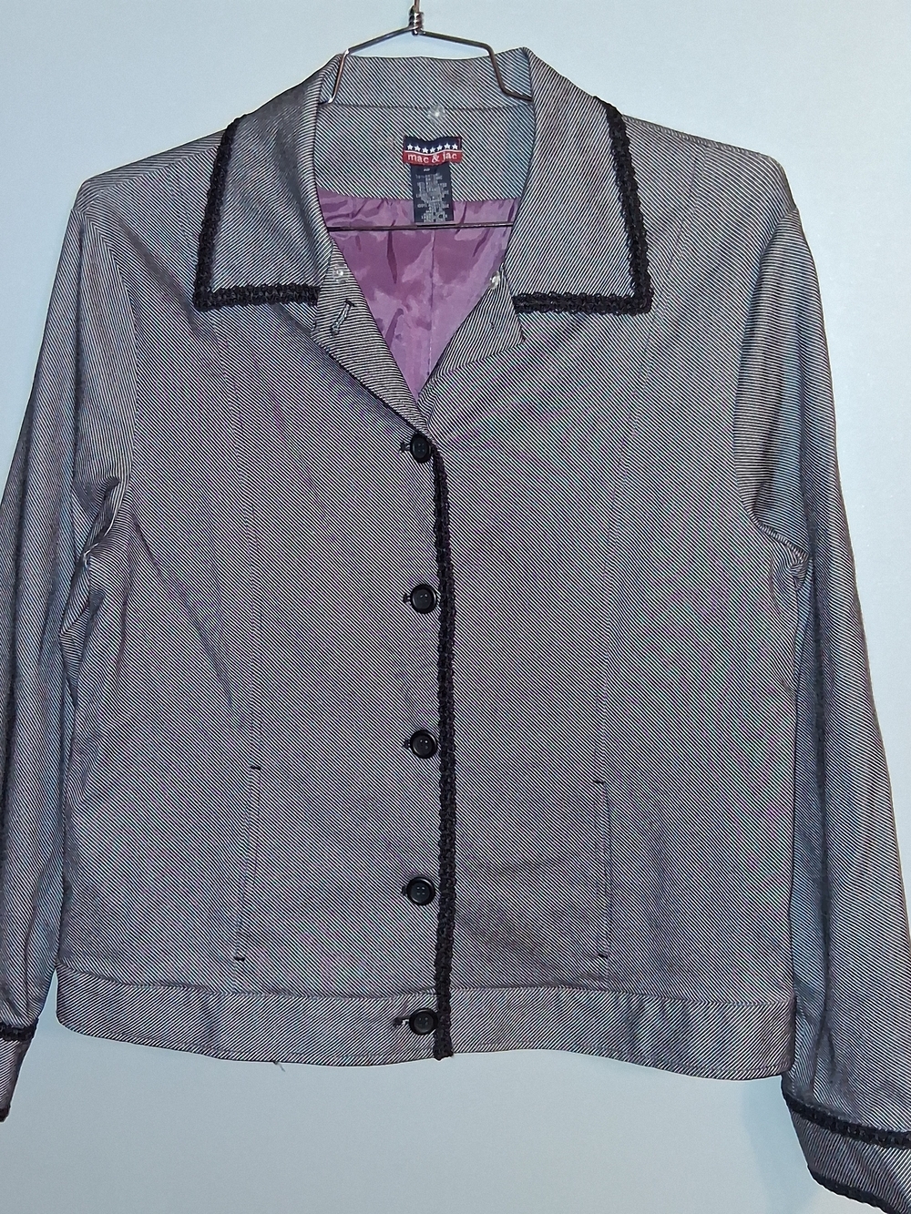 mac & jac Gray Blazer with Black Trim